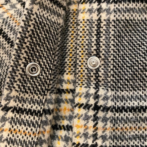 WOOL BLEND - ONLY Blue Denim Anno 1995 Plaid Snap Front Jacket - SIZE M - Picture 5 of 10